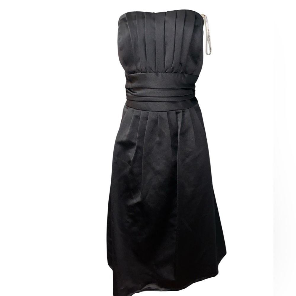 DAVIDS BRIDAL Black Dress Satin Strapless Formal Prom Special Occasion Size 20